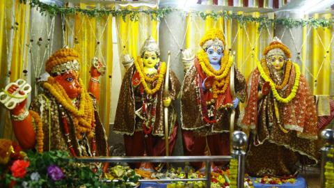 Ram, Sita, Laxman and Hanuman statue in temple