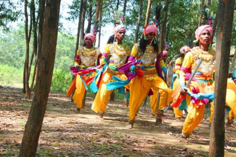 Chau dance artist performing traditional paiaka dance