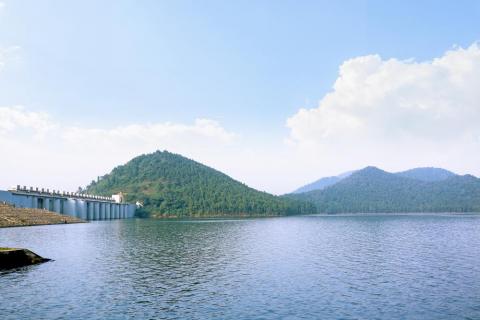 Scenic view of dam