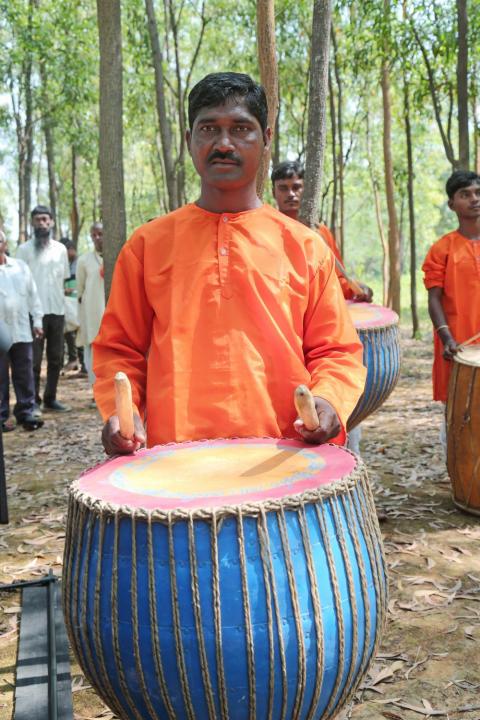 Tribal of Jharkhand participating in sarhul festival celebration