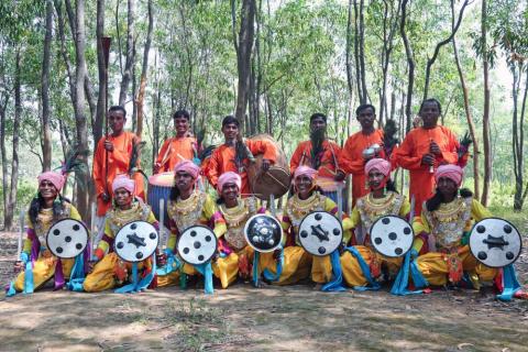 Tribal youth of Jharkhand participating in sarhul festival celebration