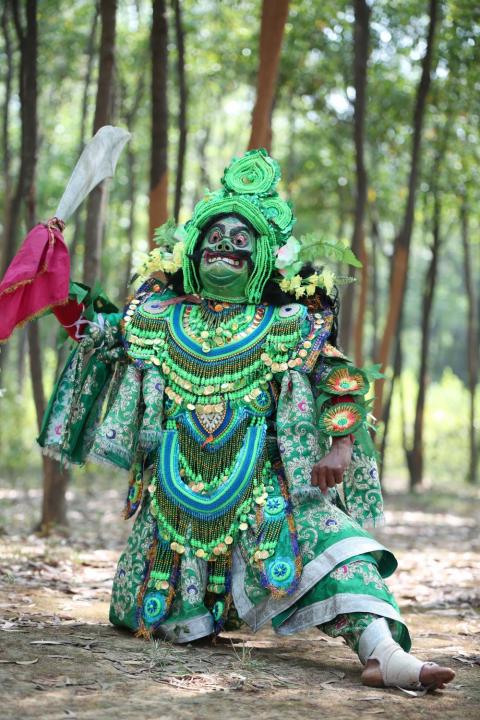 Chhau artist performing dance