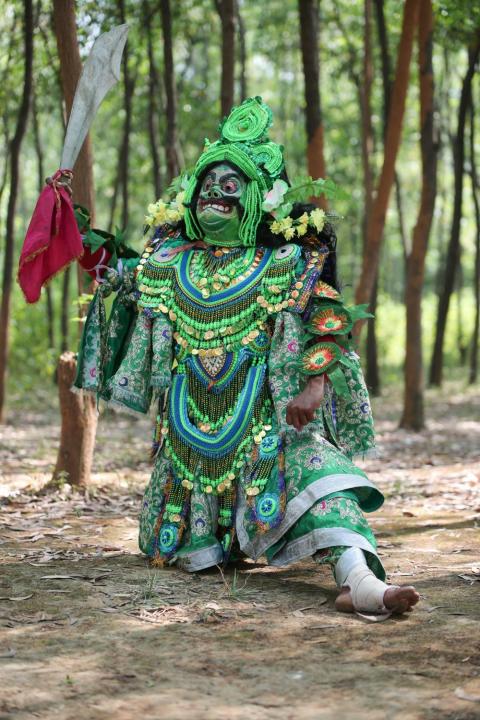 Chhau artist performing dance