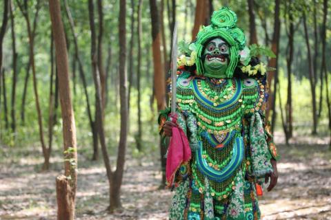 Chhau artist performing dance