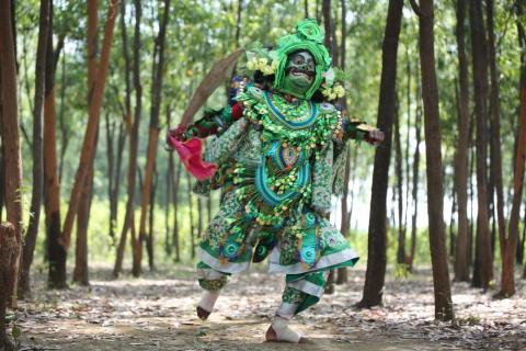 Chhau artist performing dance