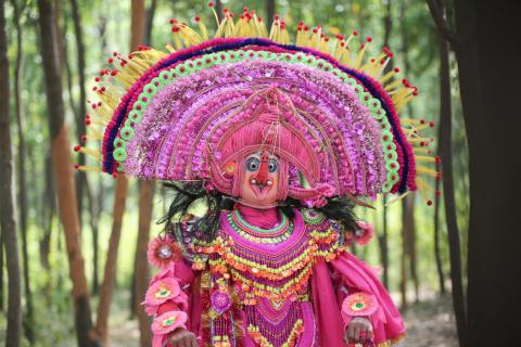 Chhau artist performing dance