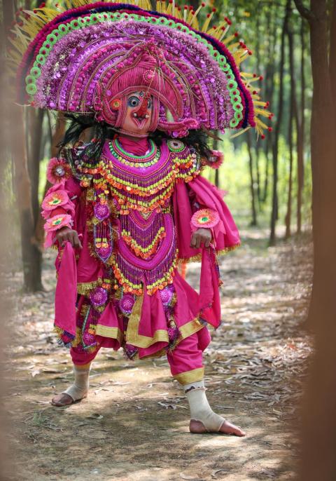 Chhau artist performing dance