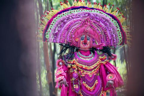 Chhau artist performing dance