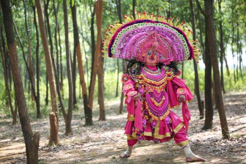 Chhau artist performing dance