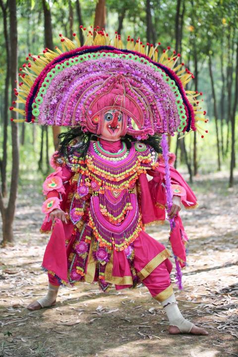 Chhau artist performing dance