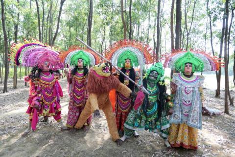 Group of Chhau artist performing dance