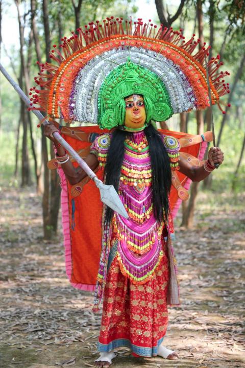 Chhau artist performing dance