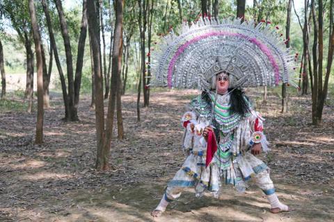 Chhau artist performing dance