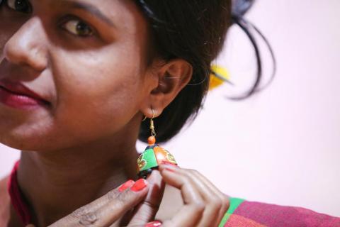 Tribal model showing earring