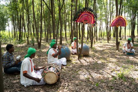 Musician performing during manbhum chhau dance