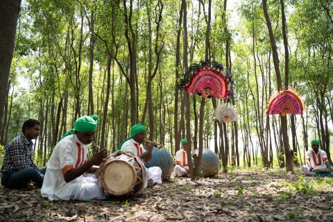 Musician performing during manbhum chhau dance