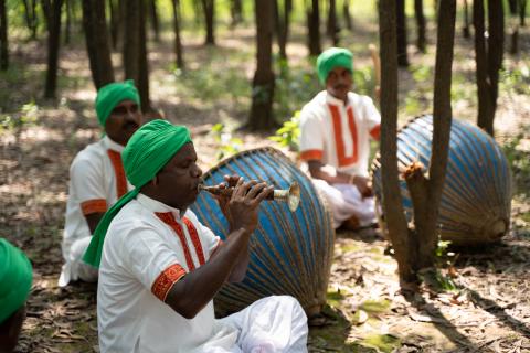 Musician performing during manbhum chhau dance